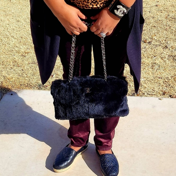 Chanel rabbit fur bag silver cc - Picture 3 of 6